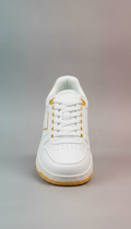 White Streetwear Sneakers with Sunlit Gold Trim